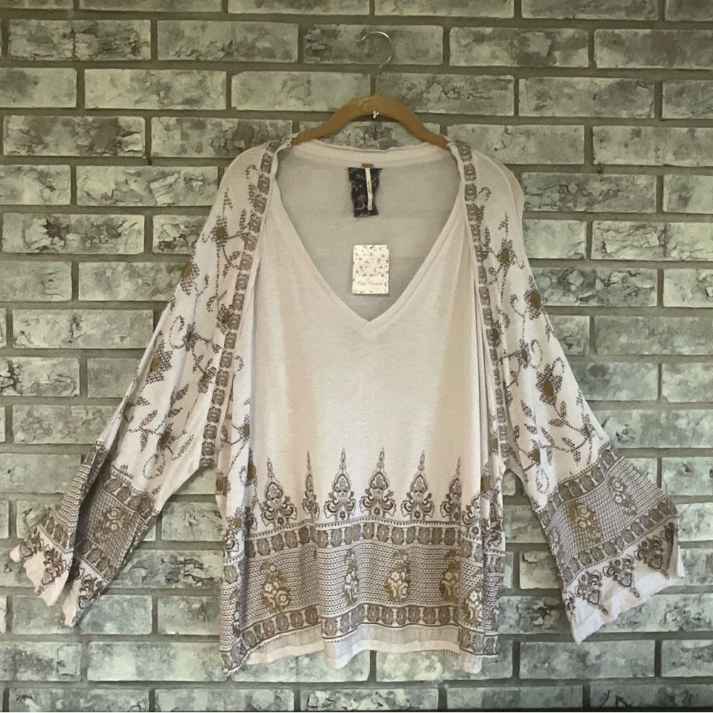 NWT Free People Lilac Embroidered Boho Top | Size M